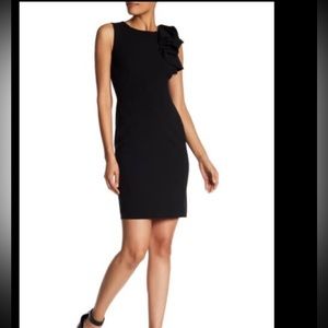 Calvin Klein shoulder ruffle sheath dress